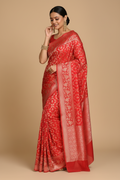 Snuggle Spot Women's Silk Printed Saree With Unstitched Blouse 5.5Mtr (Orange)