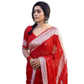 Snuggle Spot Women's Cotton  Printed Saree With Unstitched Blouse 5.5Mtr (Red)