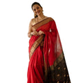 Snuggle Spot Women's Cotton  Printed Saree With Unstitched Blouse 5.5Mtr (Red)