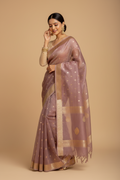Snuggle Spot Women's Cotton  Printed Saree With Unstitched Blouse 5.5Mtr (Rose Gold)