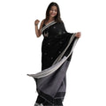 Snuggle Spot Women's Cotton  Printed Saree With Unstitched Blouse 5.5Mtr (Black)