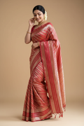 Snuggle Spot Women's Silk Printed Saree With Unstitched Blouse 5.5Mtr (Pink)