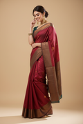 Snuggle Spot Women's Silk Printed Saree With Unstitched Blouse 5.5Mtr (Red)