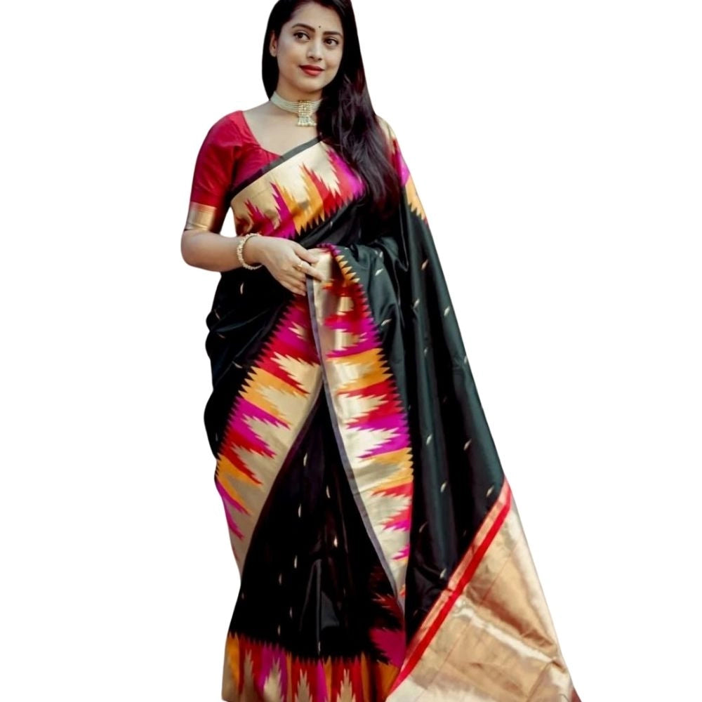 Snuggle Spot Women's Silk Printed Saree With Unstitched Blouse 5.5Mtr (Multicolor)