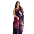 Snuggle Spot Women's Cotton  Printed Saree With Unstitched Blouse 5.5Mtr (Navy Blue)