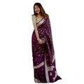 Snuggle Spot Women's Cotton  Printed Saree With Unstitched Blouse 5.5Mtr (Purple)