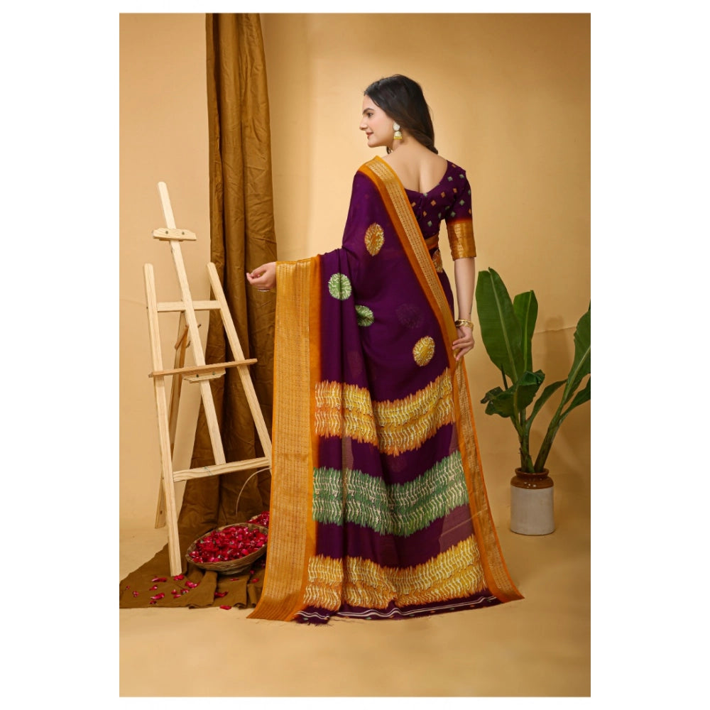 Snuggle Spot Women's Soft Blooming Marshmallow Fabric Kalamkari Printed Saree With Unstitched Blouse 5.5Mtr (Wine)