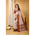 Snuggle Spot Women's Soft Cotton Silk Printed Saree With Unstitched Blouse 5.5Mtr (Maroon)
