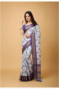 Snuggle Spot Women's Soft Cotton Silk Printed Saree With Unstitched Blouse 5.5Mtr (Purple)