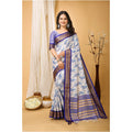 Snuggle Spot Women's Soft Cotton Silk Printed Saree With Unstitched Blouse 5.5Mtr (Purple)