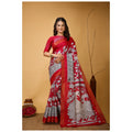 Snuggle Spot Women's Soft Handloom Cotton Kalamkari Printed Saree With Unstitched Blouse 5.5Mtr (Pink)