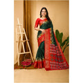 Snuggle Spot Women's Soft Dola Cotton Kalamkari Printed Saree With Unstitched Blouse 5.5Mtr (Green)