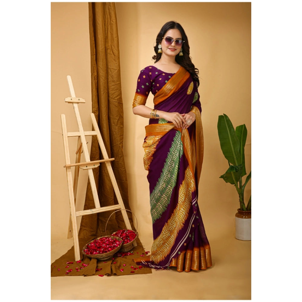 Snuggle Spot Women's Soft Blooming Marshmallow Fabric Kalamkari Printed Saree With Unstitched Blouse 5.5Mtr (Wine)