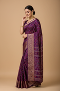 Snuggle Spot Women's Soft Dola Cotton Kalamkari Printed Saree With Unstitched Blouse 5.5Mtr (Purple)