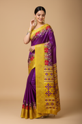 Snuggle Spot Women's Soft Dola Cotton Kalamkari Printed Saree With Unstitched Blouse 5.5Mtr (Purple)