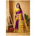 Snuggle Spot Women's Soft Dola Cotton Kalamkari Printed Saree With Unstitched Blouse 5.5Mtr (Purple)