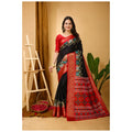 Snuggle Spot Women's Soft Dola Cotton Kalamkari Printed Saree With Unstitched Blouse 5.5Mtr (Black)
