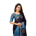 Snuggle Spot Women's Soft Dola Cotton Kalamkari Printed Saree With Unstitched Blouse 5.5Mtr (Navy Blue)