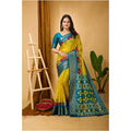 Snuggle Spot Women's Soft Dola Cotton Kalamkari Printed Saree With Unstitched Blouse 5.5Mtr (Yellow)