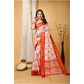 Snuggle Spot Women's Soft Cotton Silk Printed Saree With Unstitched Blouse 5.5Mtr (Red)