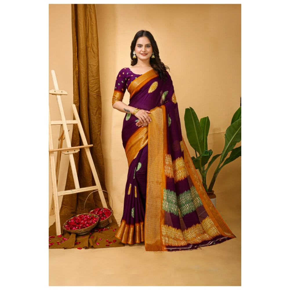 Snuggle Spot Women's Soft Blooming Marshmallow Fabric Kalamkari Printed Saree With Unstitched Blouse 5.5Mtr (Wine)