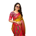 Snuggle Spot Women's Soft Dola Cotton Kalamkari Printed Saree With Unstitched Blouse 5.5Mtr (Yellow)