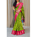 Snuggle Spot Women's Soft Dola Cotton Kalamkari Printed Saree With Unstitched Blouse 5.5Mtr (Green)