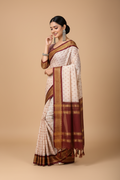 Snuggle Spot Women's Soft Cotton Silk Printed Saree With Unstitched Blouse 5.5Mtr (Maroon)