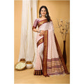 Snuggle Spot Women's Soft Cotton Silk Printed Saree With Unstitched Blouse 5.5Mtr (Maroon)
