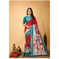 Snuggle Spot Women's Soft Handloom Cotton Kalamkari Printed Saree With Unstitched Blouse 5.5Mtr (Red)