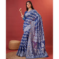 Snuggle Spot Women's Cotton Silk Printed Saree With Unstitched Blouse 5.5Mtr (Blue)