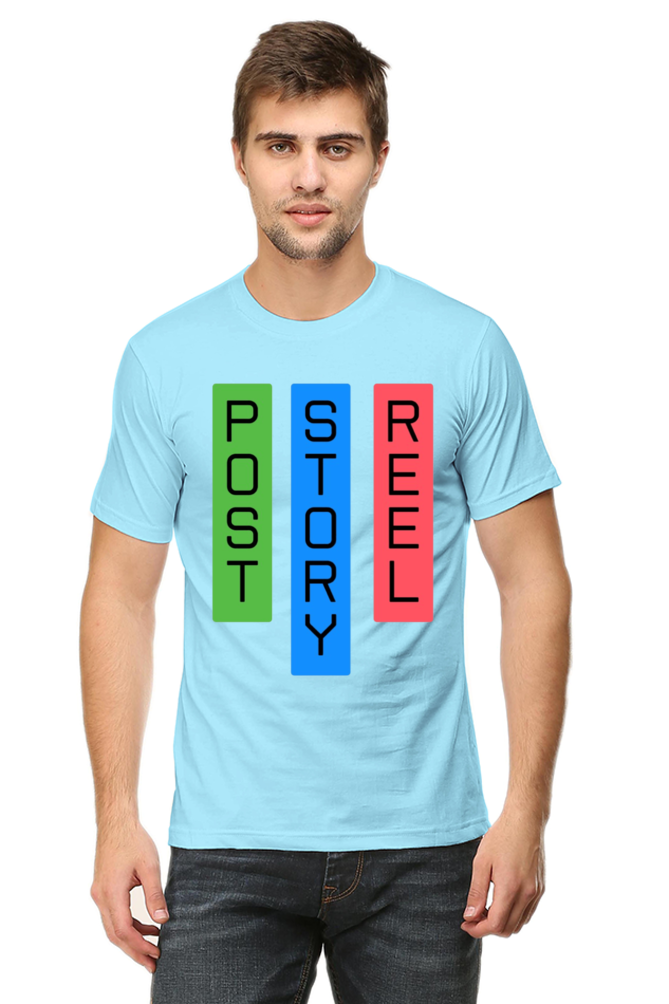 Post Reel Story Mens Round Neck Lighter Shade T-shirt