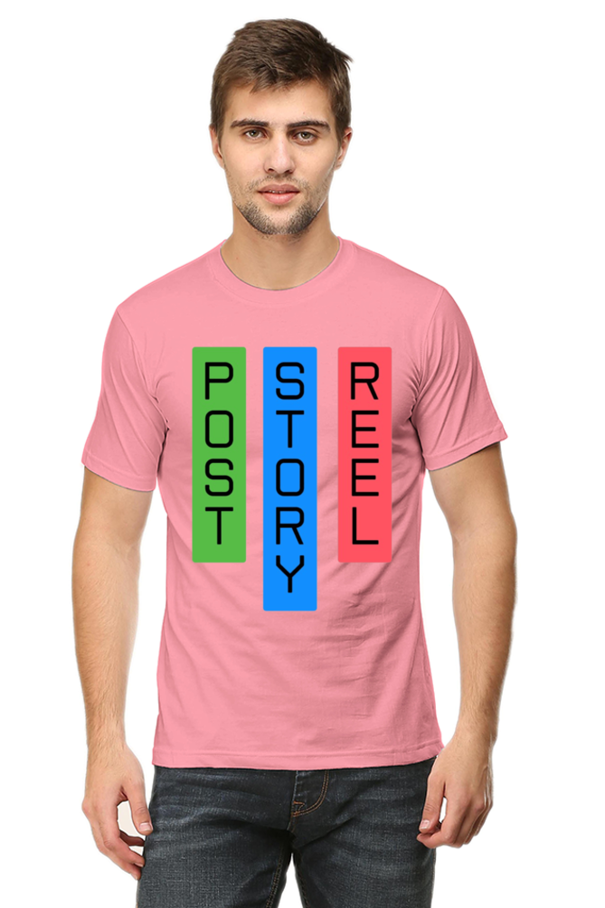 Post Reel Story Mens Round Neck Lighter Shade T-shirt