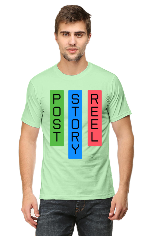 Post Reel Story Mens Round Neck Lighter Shade T-shirt
