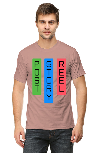 Post Reel Story Mens Round Neck Lighter Shade T-shirt
