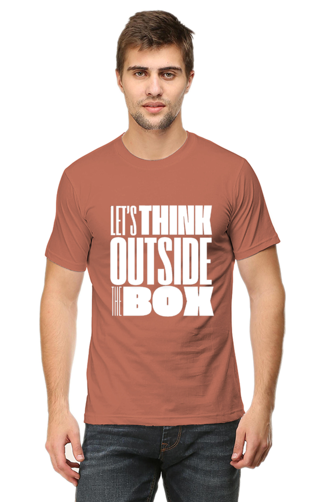 Lets Think Outside the Box Mens Round Neck Darker Shade T-shirt