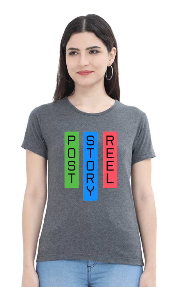 Post Story Reel Womens Round Neck Darker Shade T-shirt