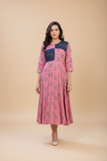Snuggle Spot Women's Rayon  Print With Embroidery Work A-Line Kurti (Wine)