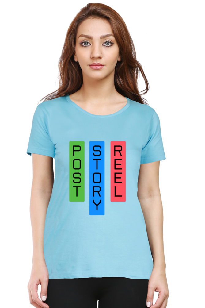 Post Story Reel Womens Round Neck Darker Shade T-shirt