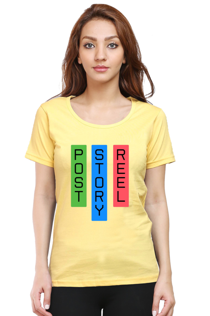 Post Story Reel Womens Round Neck Darker Shade T-shirt