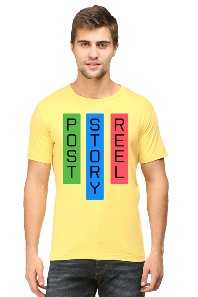 Post Reel Story Mens Round Neck Lighter Shade T-shirt