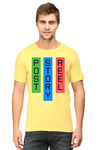 Post Reel Story Mens Round Neck Lighter Shade T-shirt