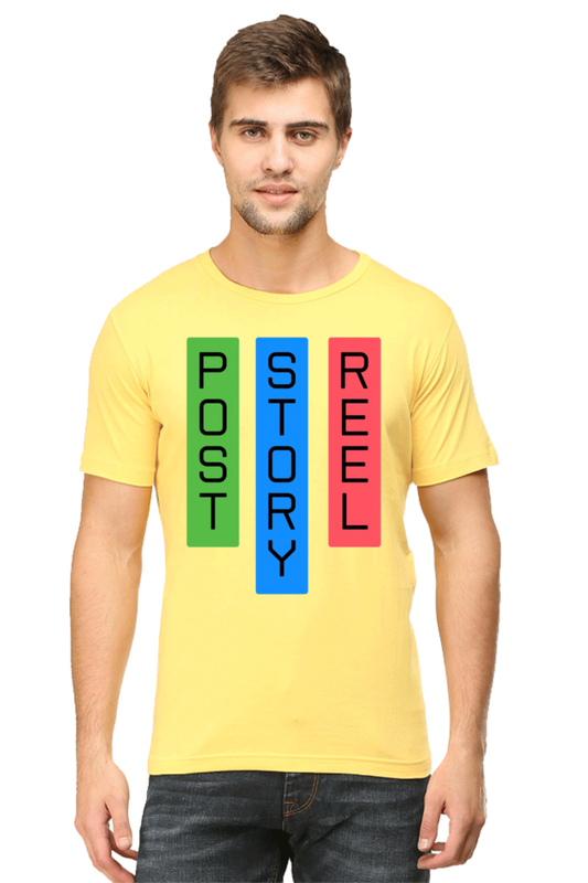 Post Reel Story Mens Round Neck Lighter Shade T-shirt