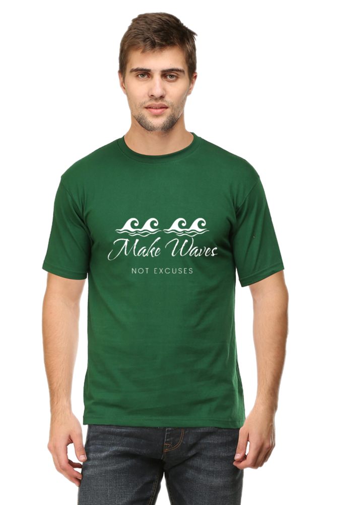 Make Waves Not Excuses Men's Darker Shade Round Neck T-shirt