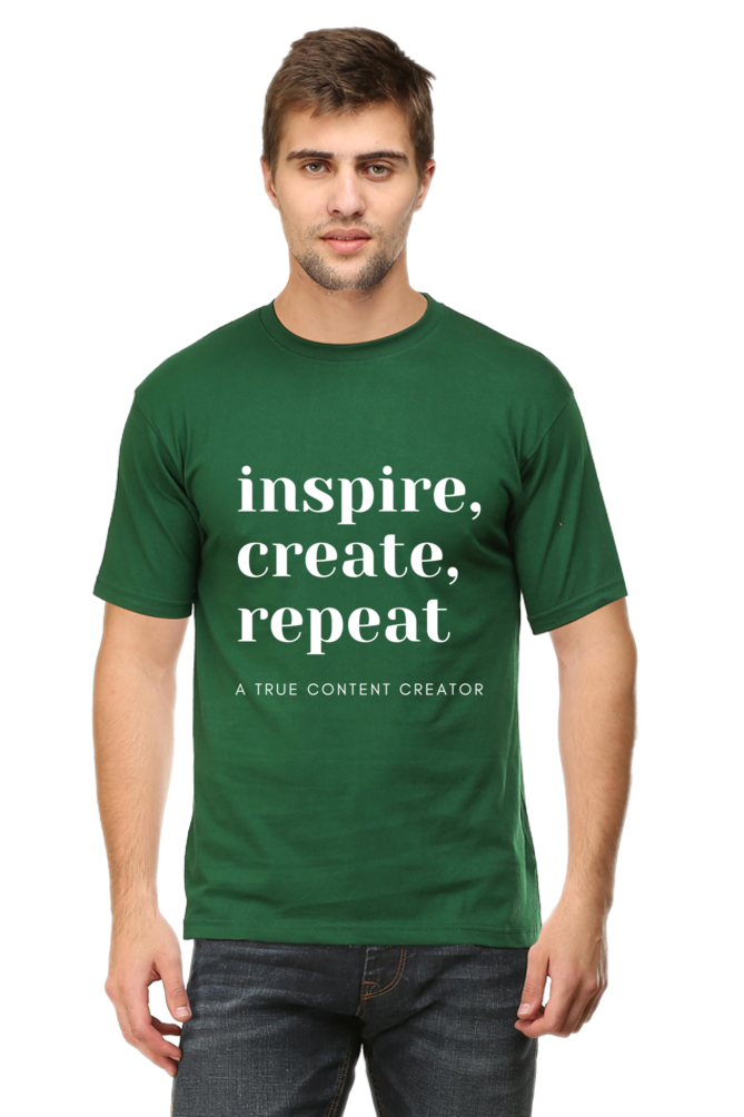 Inspire Create Repeat A True Content Creator Round Neck Men's Dark Shade T-Shirt