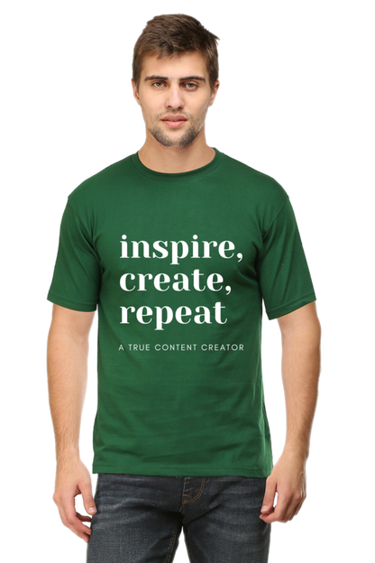 Inspire Create Repeat A True Content Creator Round Neck Men's Dark Shade T-Shirt