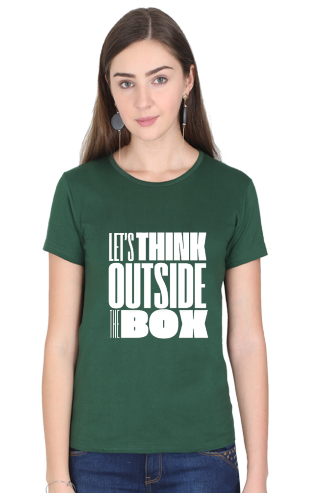Lets Think Outside the Box Womens Round Neck Darker Shade T-shirt