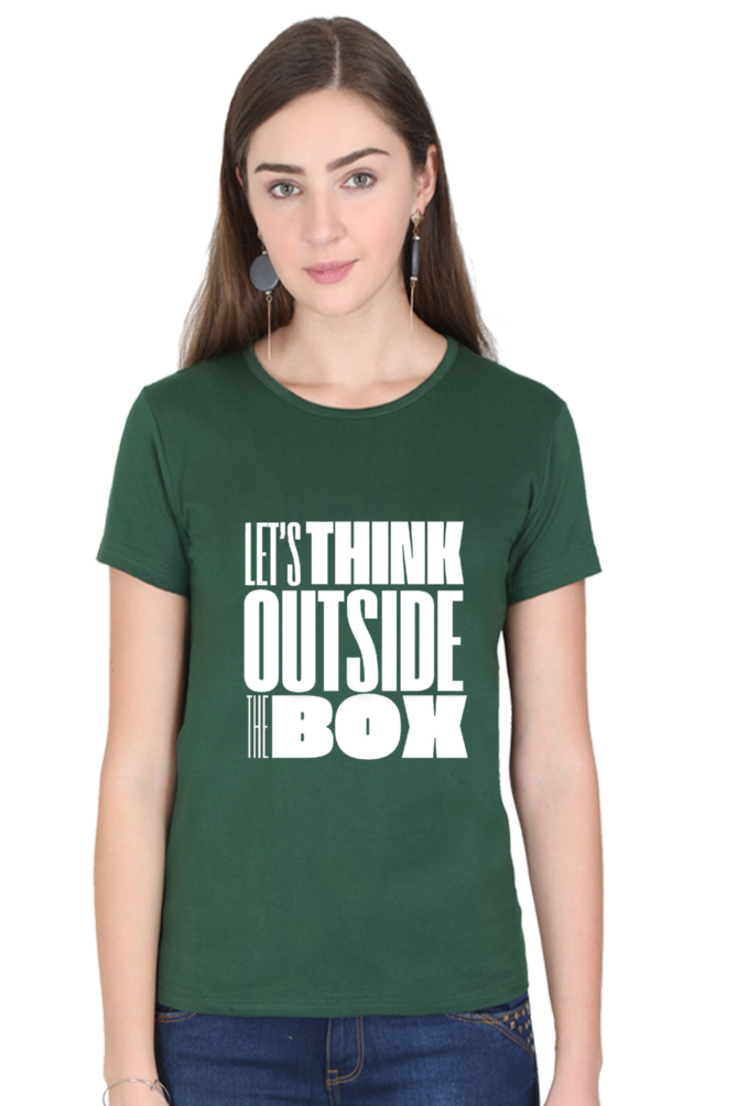 Lets Think Outside the Box Womens Round Neck Darker Shade T-shirt