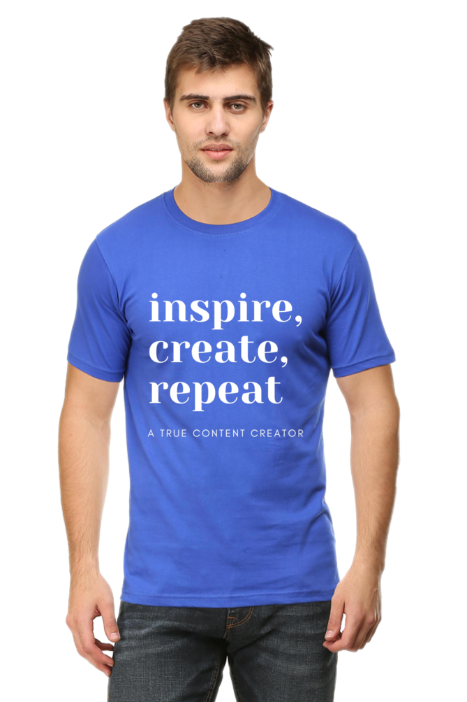 Inspire Create Repeat A True Content Creator Round Neck Men's Dark Shade T-Shirt