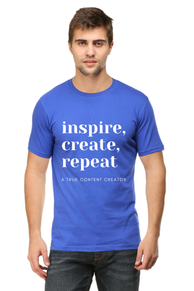 Inspire Create Repeat A True Content Creator Round Neck Men's Dark Shade T-Shirt